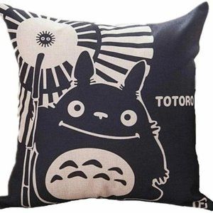 My Neighbor Totoro Linen Zipper Throw Pillow Anime Neko Ghibli Japan 18"x18" NEW